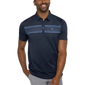 Travis Mathew Spearhead Golf Mens Polo M Blue Luna Short Sleeve Breathable Logo